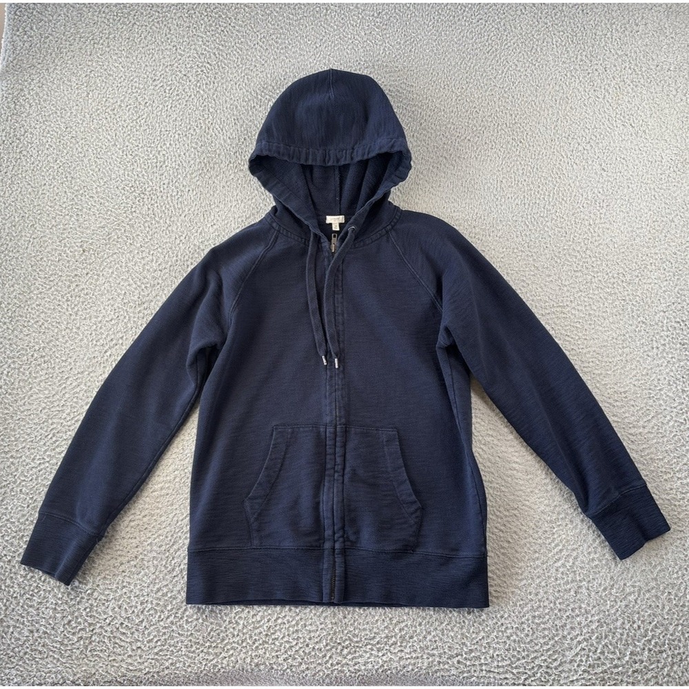 J Crew Hoodie Womens Medium Blue Full Zip Sweatshirt‎ Minimalist Cotton